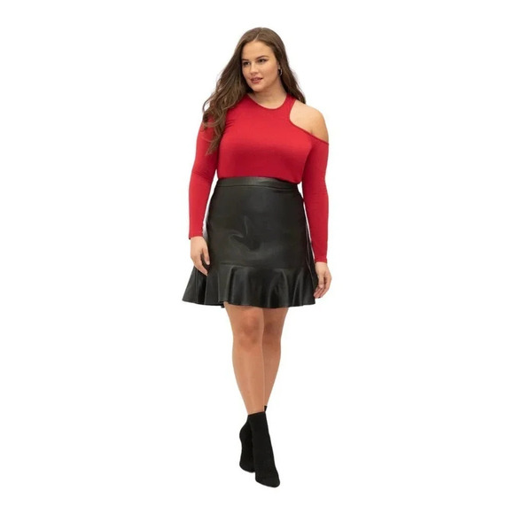 ELOQUII Elements Plus Size Cut-Out Shoulder Shirt - Picture 1 of 7